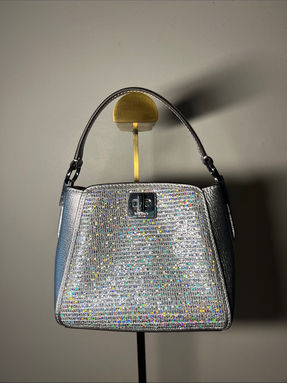 Kate spade mini Silver glitter Top-Handle/crossbody EUC